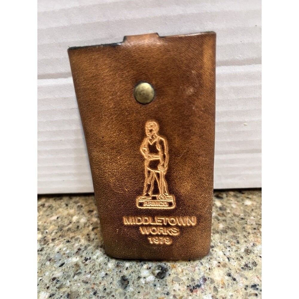 Armco Steel Middletown Works Ohio Leather key chain holder 1979
